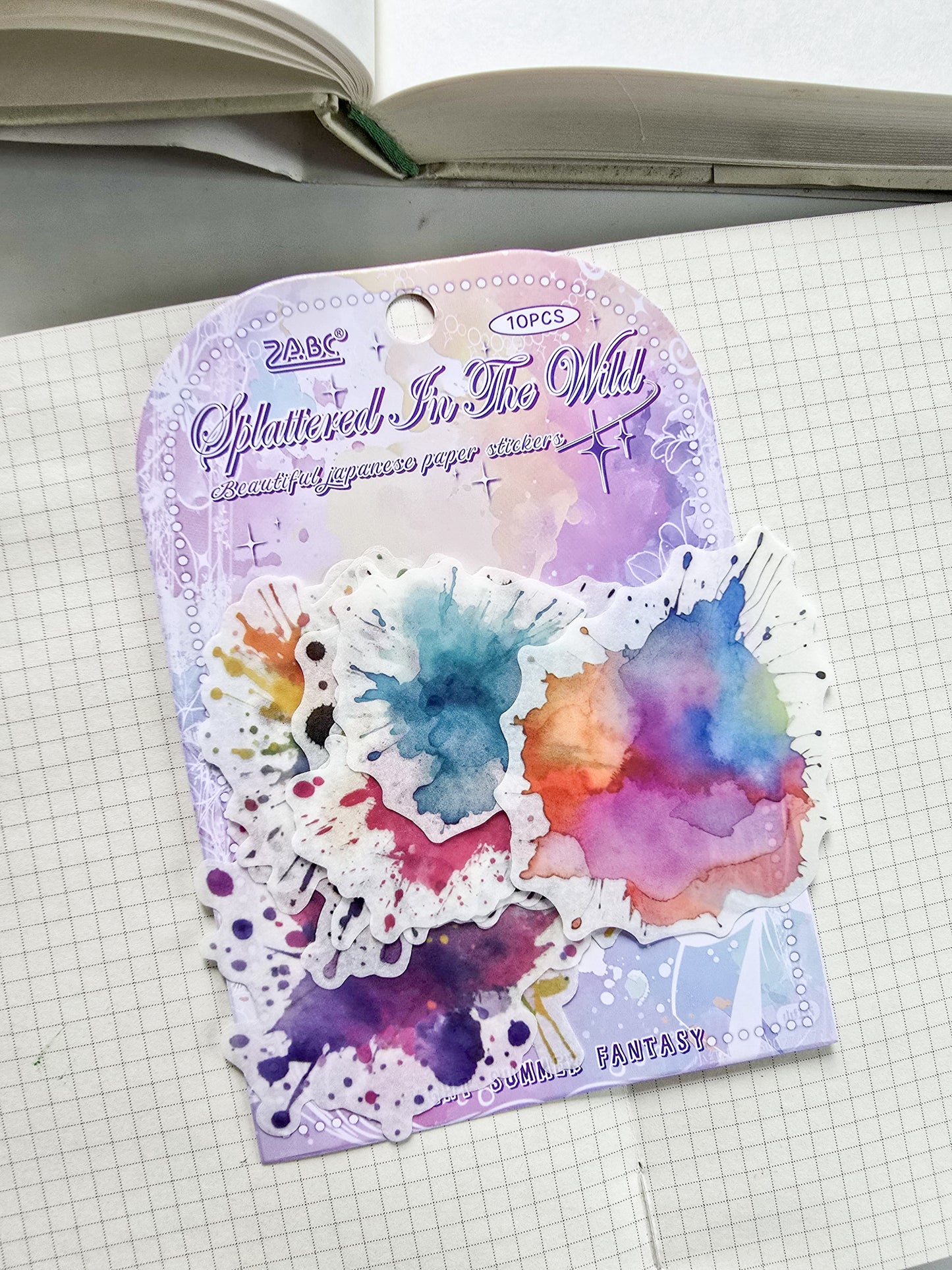 QXHM-605 |Splattered Bin The Whit Beautiful Japanese Paper Stickers 10pcs | 110*70mm