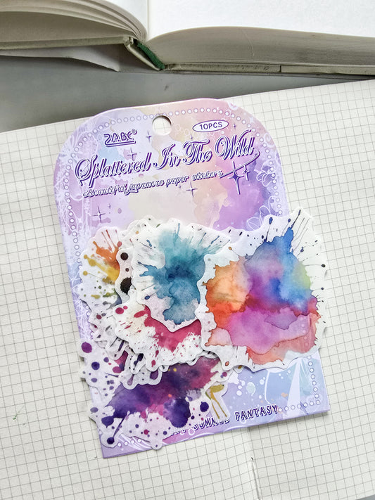 QXHM-605 |Splattered Bin The Whit Beautiful Japanese Paper Stickers 10pcs | 110*70mm