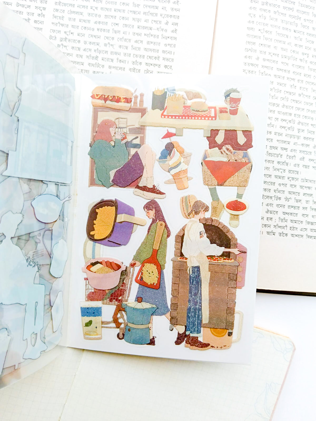 MLSHL-404 | Flamin Label  Character Sticker Book Over 400 Aesthetic PET Sticker daily-life themed | 100* 150mm 20Pcs