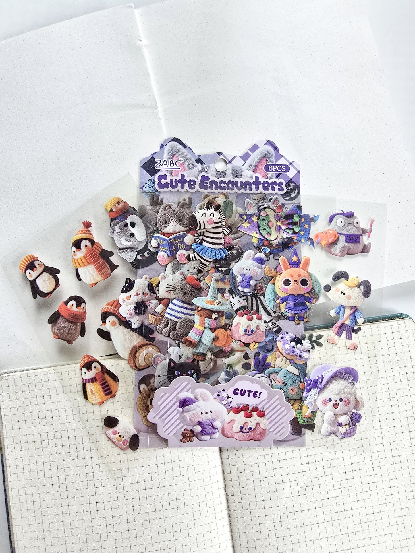 RRMY-404 | Cute Encounters  Pet Kawaii Sticker |  6PCS Sticker sheet |