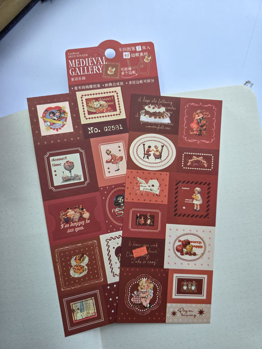 T5890G | Medieval Gallery Deco Stickers  vintage, romantic aesthetic | PET | Sticker|70*170mm