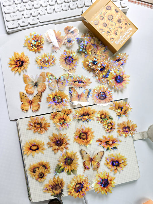 FHRY-601 | Sunflowers Flowers In Bloom PET Sticker  | 60pcs Sticker