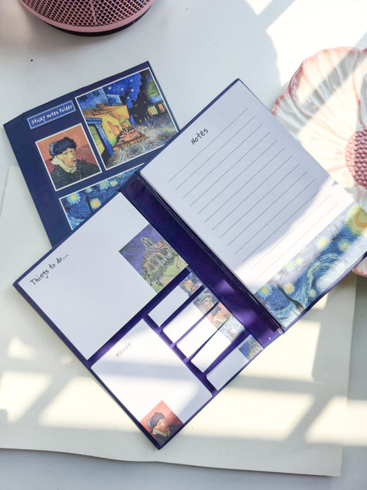 YSD-9827 | Van Gogh Folder Sticky Notes memo Paids | 112×167mm| 8 SETS × 70 Pages