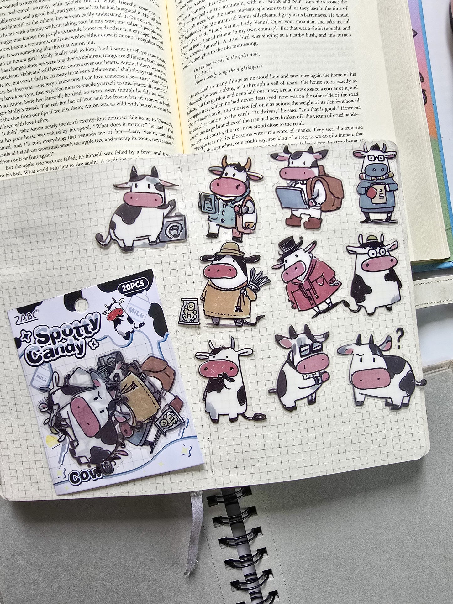 DWHXQ-603 | PET | Cute stickers | Spotty Candy|Cow | 20 Pcs Sticker | 50*50mm