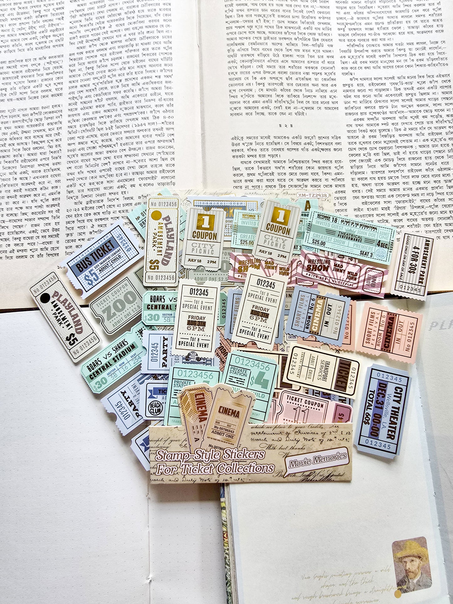 XM-TZ2938 | Stamp-Style Stickers For Ticket Collections | 4pcs | 18.6×12mm