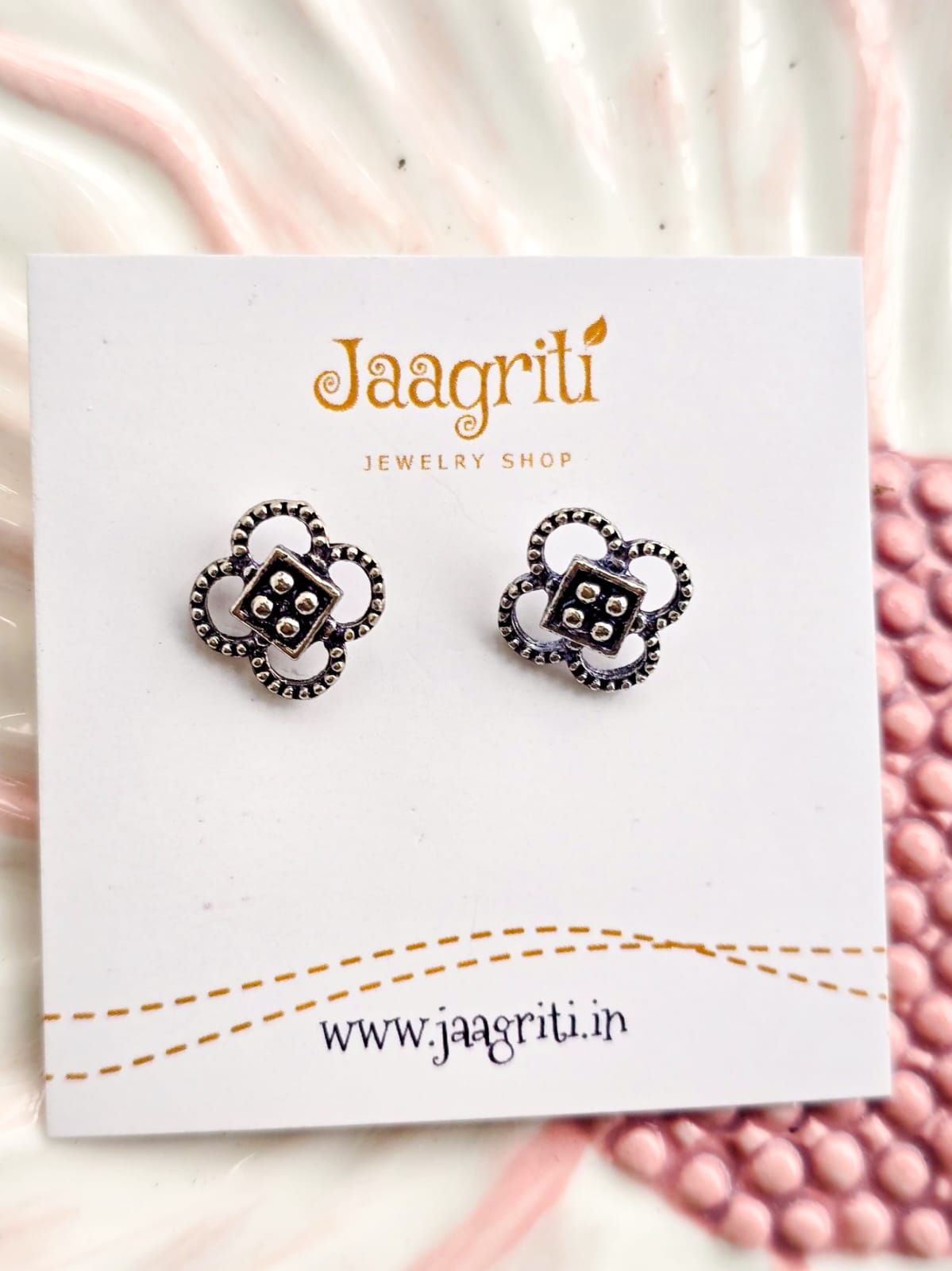 Oxidized Silver -Tone Stud Earrings