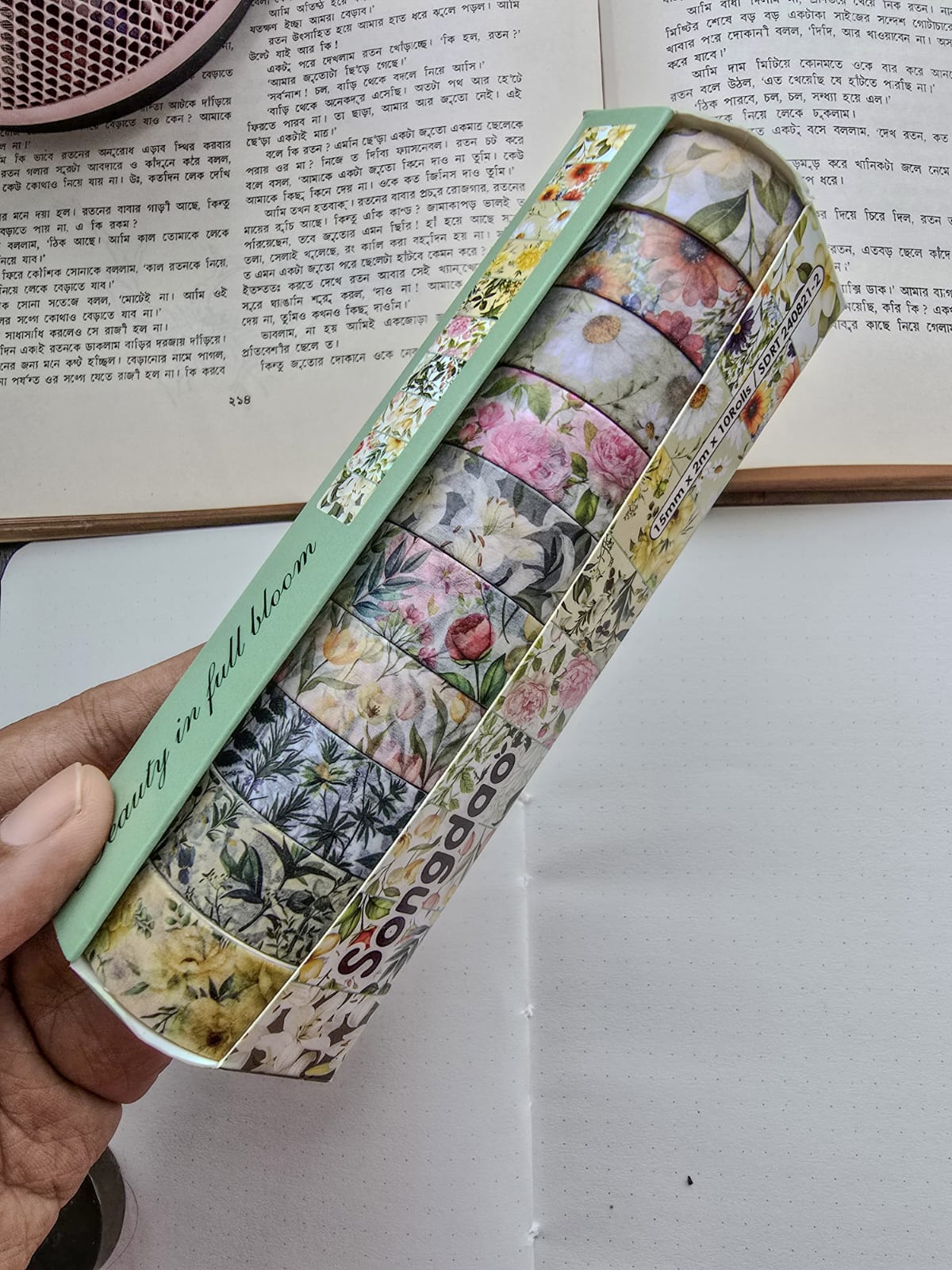 SDRT8212 | Beauty In Full Bloom Colour Full Flowers Washi Tape 10pcs Rolls 15mm*2m |