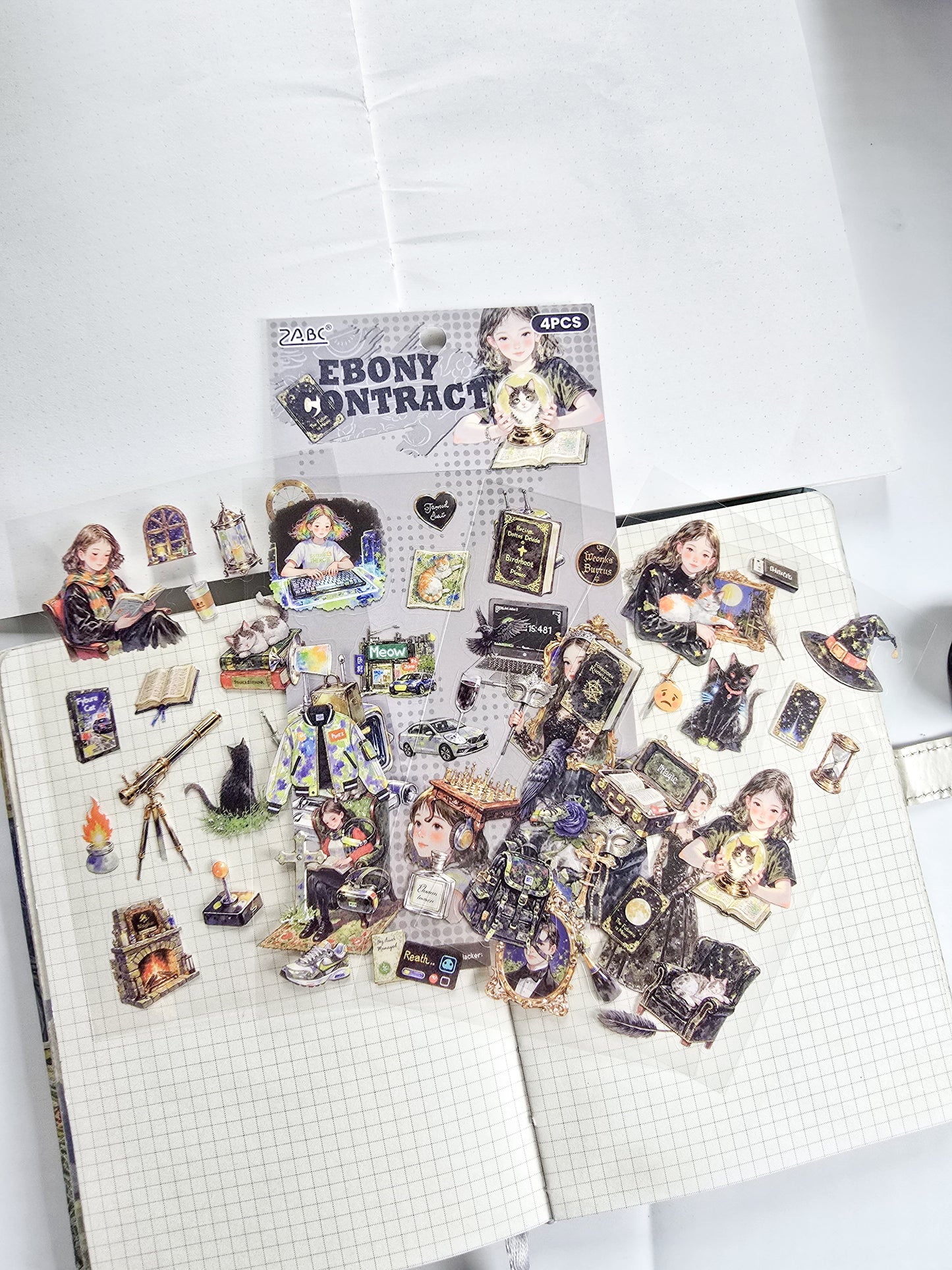MQQL-606 | EBONY CONTRACT Girls Aesthetic PET  Sticker | 4pcs Sticker | 100*150mm
