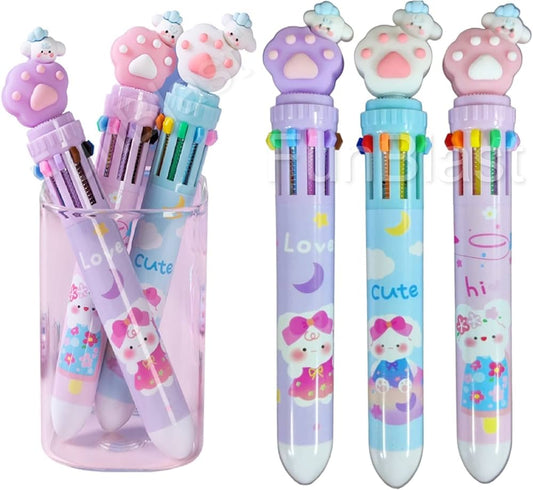 JD-6613| Multicolor Pens For Kids |  Ball Pen Set For School | Cartoon Pen | Random Any One