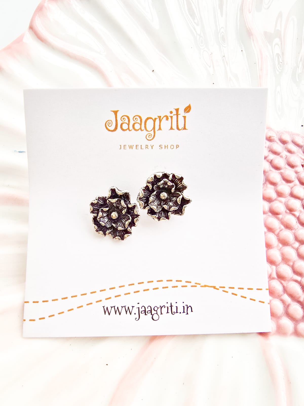 Oxidized Silver -Tone Stud Earrings