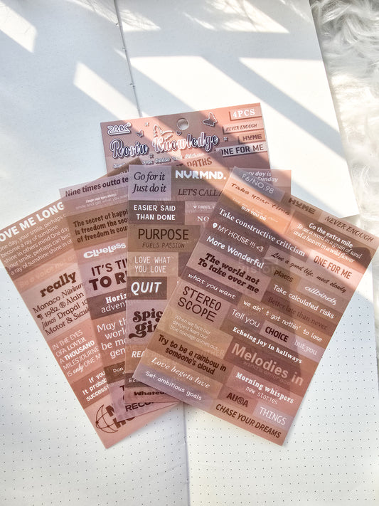 YWXY-6-01 | Rosin Knowledge | PET | Transparent Sticker | 4 Sheets | 120*170mm