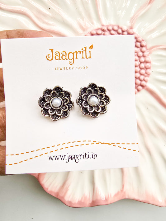 Oxidized Silver -Tone Stud Earrings