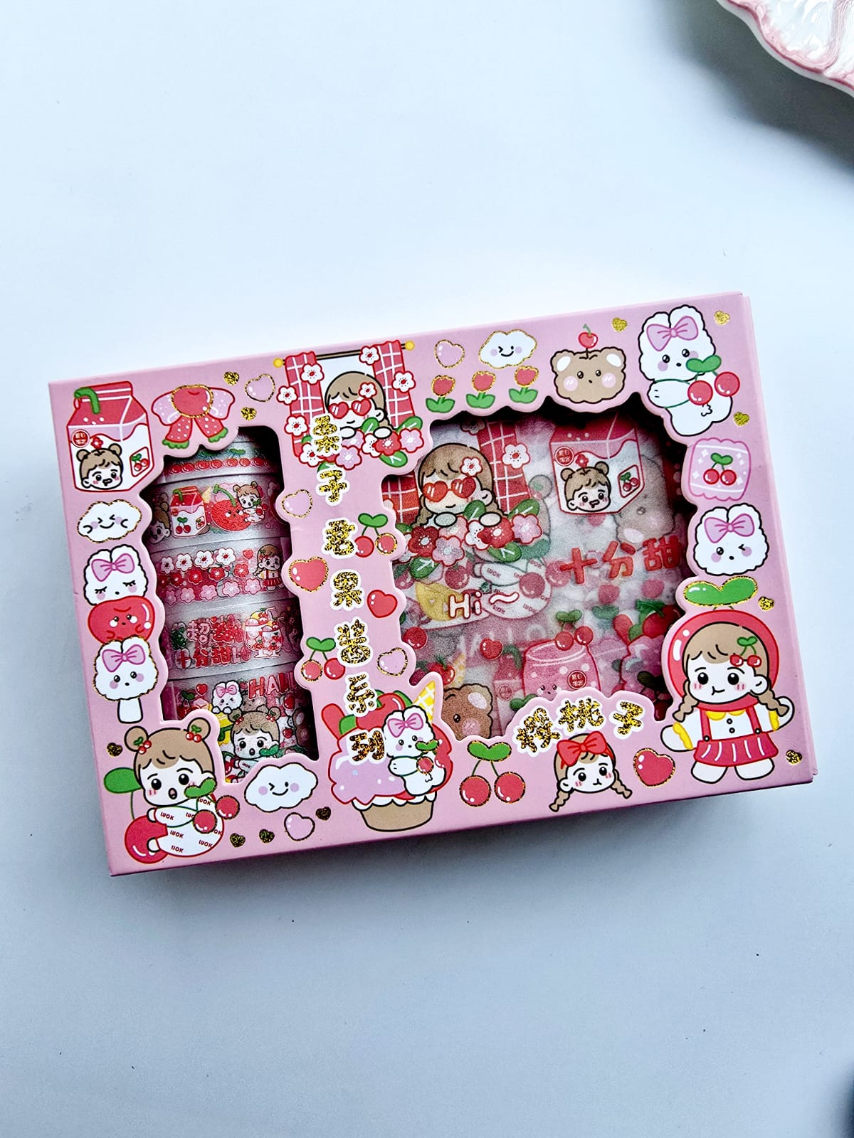 KQ-22401 | Kawaii Washi Tape & Kawaii Sticker Box Set | Waterproof Transparent PET Washi & Sticker |
