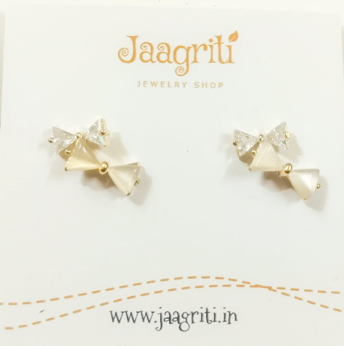 Yellow Gold Bow Design Earrings