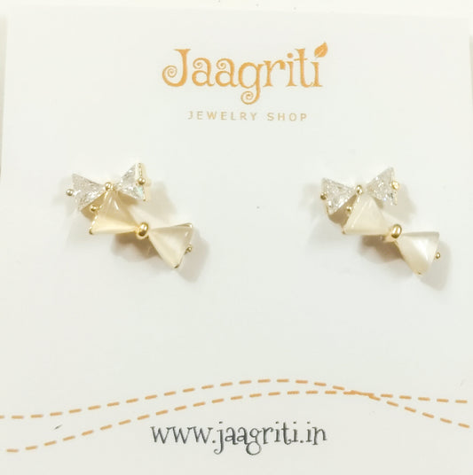 Yellow Gold Bow Design Earrings