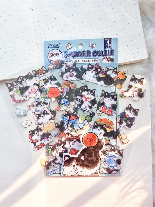 JYMQ-6-03 | R9| Border Collie | PET | Transparent Sticker| 4 Sheets |