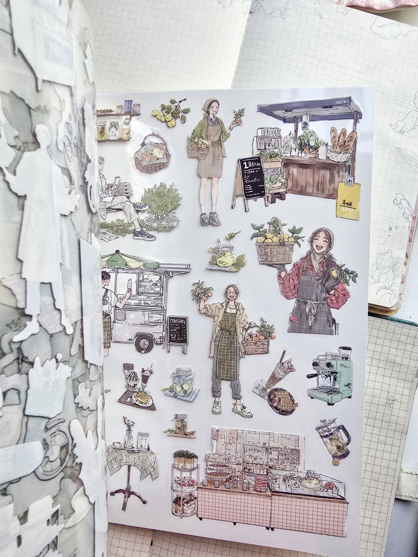 QYSHL-403 TEA PARTY LOG| Lifestyle Girl Pet Sticker Book| Comfortable Life Dairy Brown Theme|167*235mm 20 Pcs