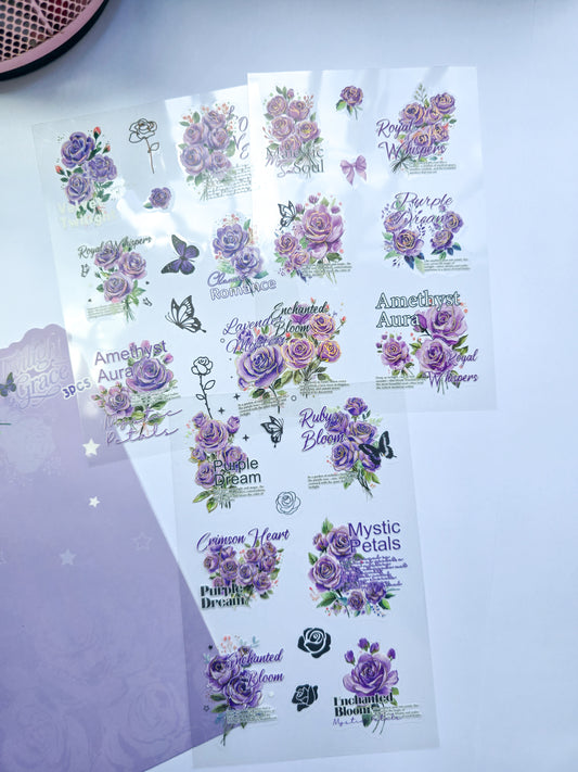 MGMD-404 | Twilight Grace flower | PET | Asthetic Sticker sheet |150*100mm