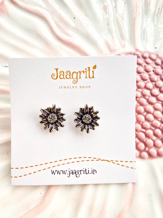 Oxidized Silver -Tone Stud Earrings