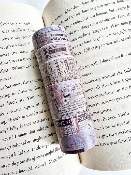 XM-JD3212 | Time Memory Nature Vintage-Inspired Designs Paper Washi Tape | 6 Washi Tape | 2m*6 pcs