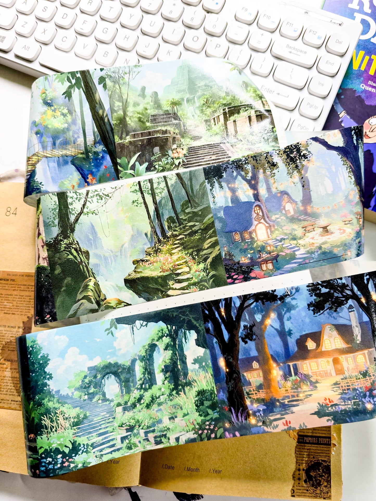 QQJG-201 | Branded Seeking Adventure In Happiness washi Tape | Rolls Are Designed For Journaling Scrapbooking  And DIY Crafts |
