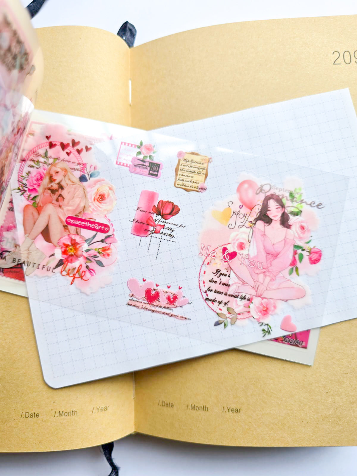 SNTT-401 | Sweet Girl Aesthetic 20pcs Set Sticker book | PET | Junk Journaling And Scrapbooking|