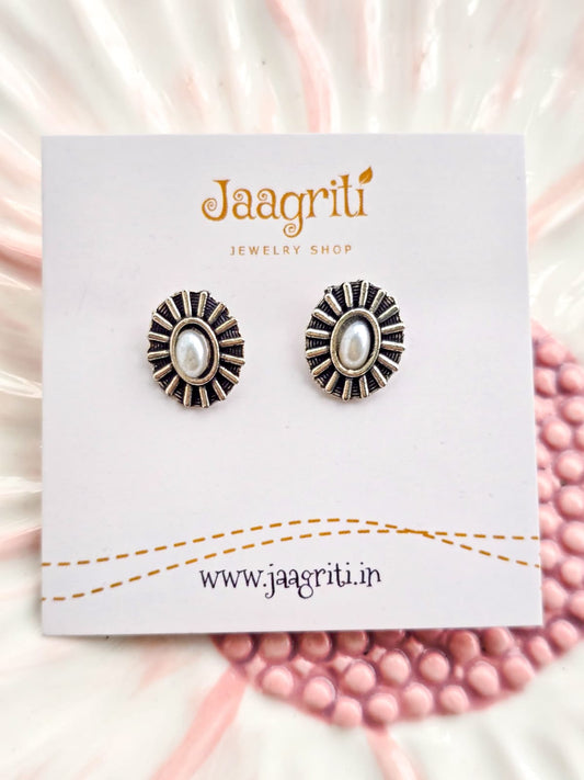 Oxidized Silver -Tone Stud Earrings