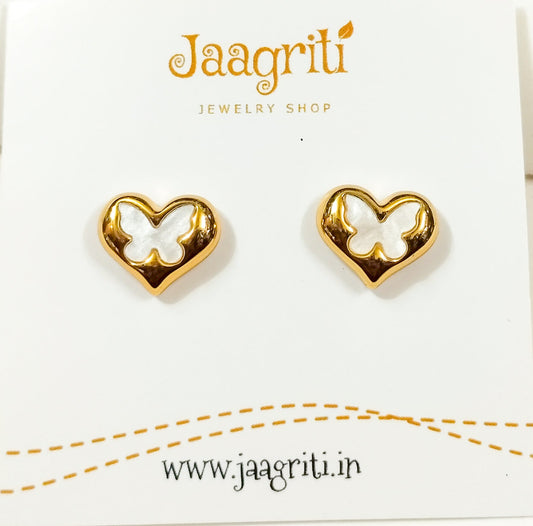 | Cute Korean Earrings | Heart Drip Oil Gold Color Stud Earrings