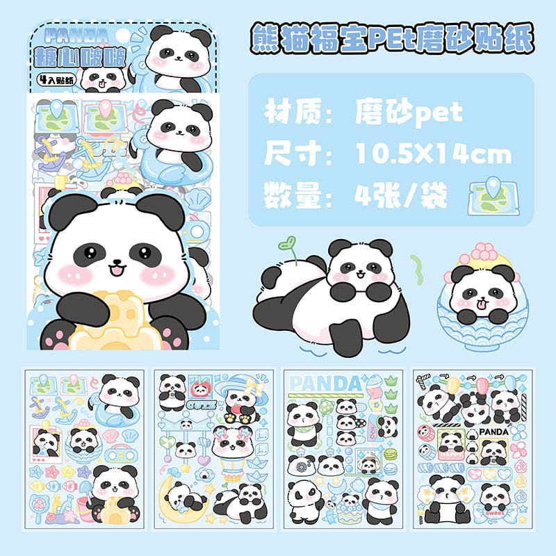DS-0401|G-9| Panda Translucent Kawaii Sticker| PET | 4 Sheets | 105*180mm