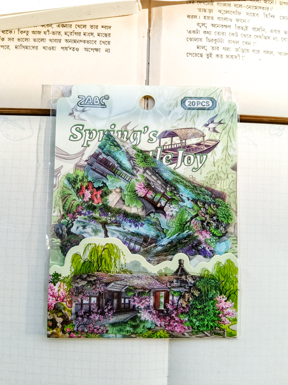 WXSJ-401 |Springs Gentle Joy PET Sticker 20Pcs | 70* 80mm