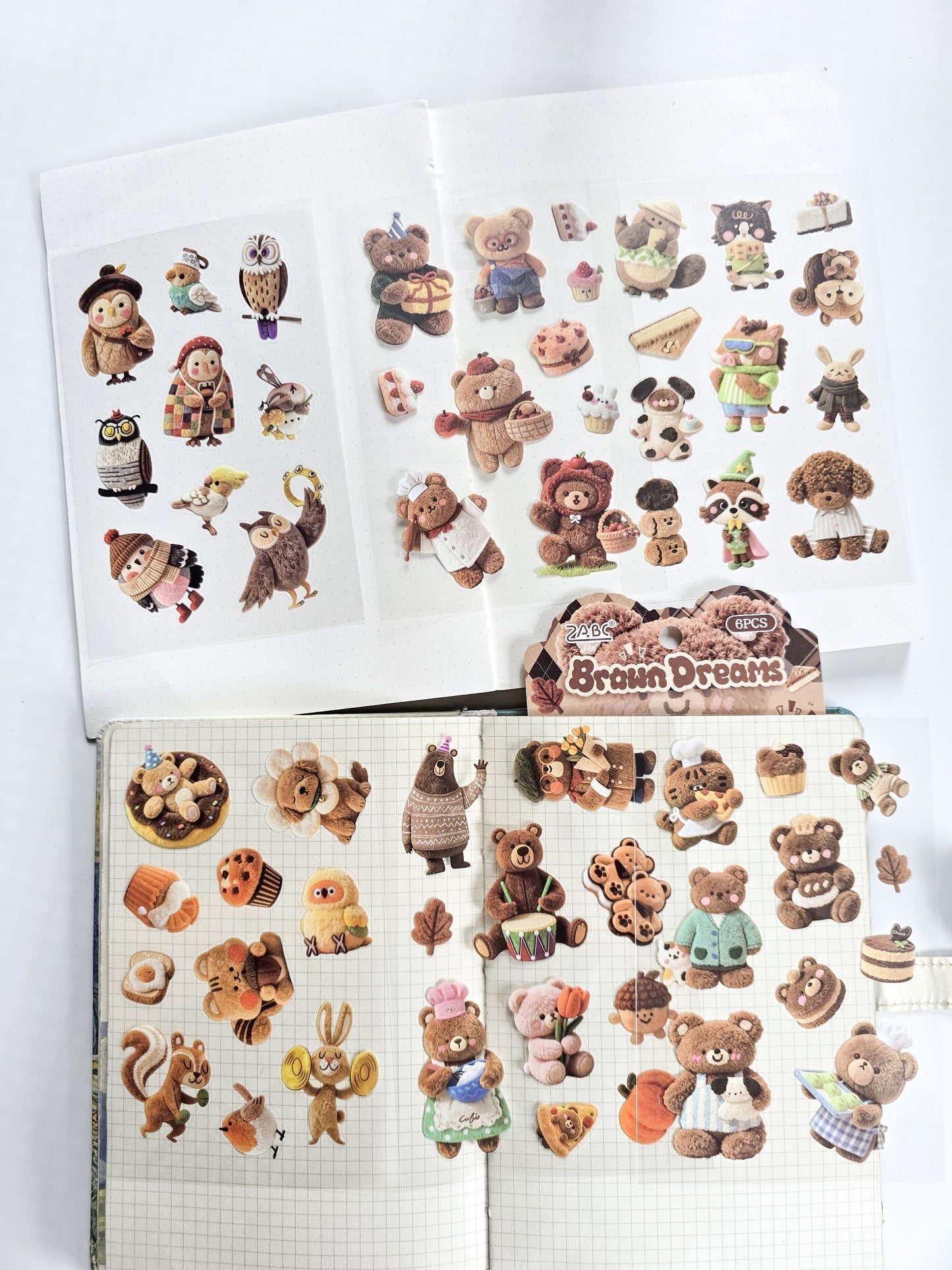 RRMY-401 | Brown Dreams Bears, Owls, And Squirrels Themed Around Food And Daily Activities Pet  Sticker 6Pcs |