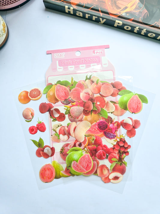 GQSG-606 | Pre Cut Sticker | Fruit| Pink Fruit Notes | 4 Pcs | 100*150mm