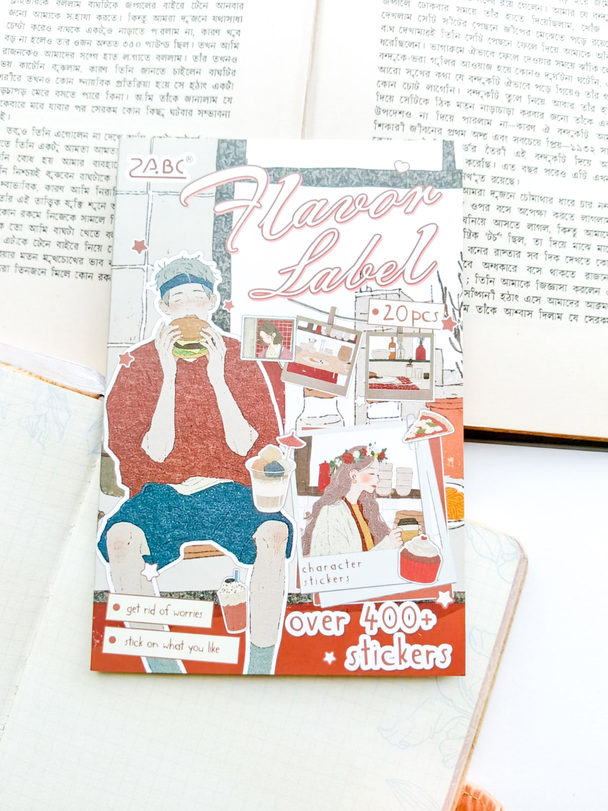MLSHL-404 | Flamin Label  Character Sticker Book Over 400 Aesthetic PET Sticker daily-life themed | 100* 150mm 20Pcs