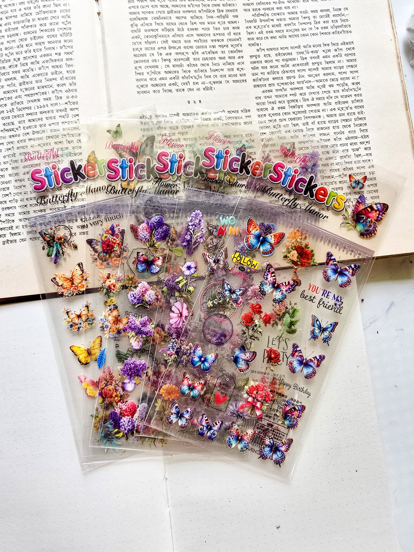 SC-011 | Butterfly Manor 1pcs Transparent PET Sticker | 9.3×21.2cm