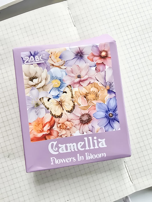 FHRY-603 | Camellia Flowers In Bloom PET Sticker  | 60pcs Sticker