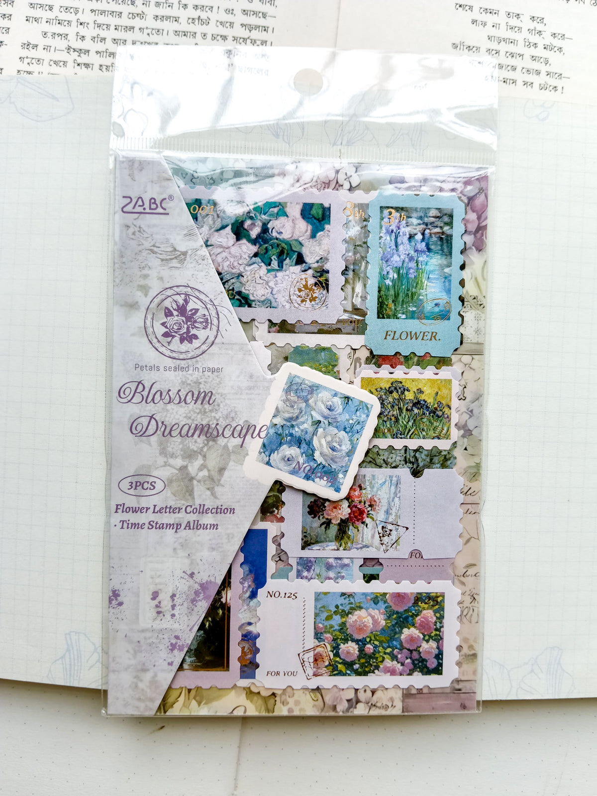 HJSGJ-601 | Blossom Dreamscape Flower Letter Collection Time Stamp Sticker Album 3pcs |100* 150mm