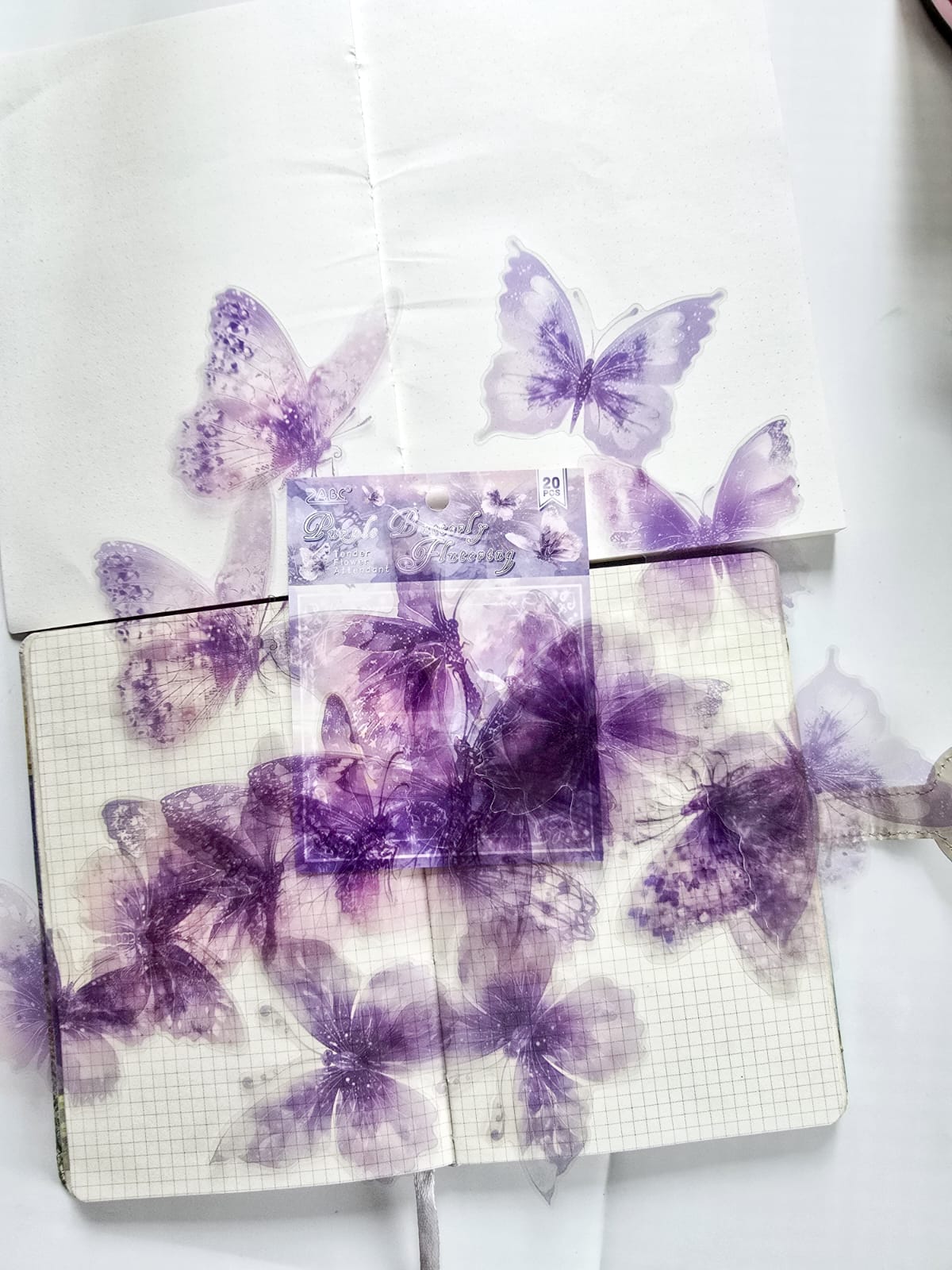 RQHS-601 | PET | Transparent | butterfly | aesthetic | Sticker |  | 20 Pcs| 80*80mm