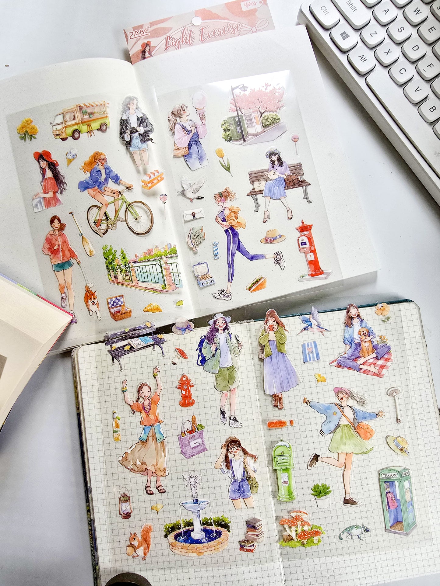 QWSGJ-604 | Light Exercise Stickers Come In A 4-Sheet pack Featuring Cozy, Aesthetic Lifestyle Illustrations | 115*178mm