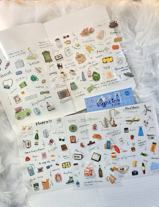 QSMJ402 |G9|  LIGHT ink Time | Lifestyle Sticker | 6 Sticker Sheets | Precut