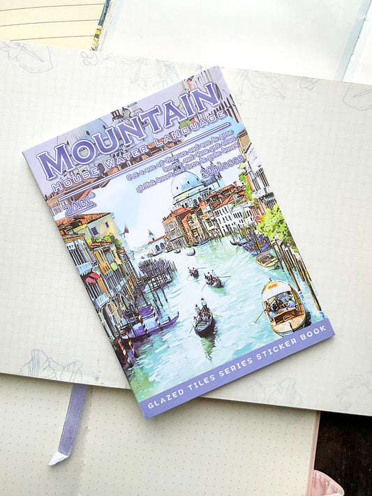 LLWS-404 Glazed Tiles Series Sticker Book|Mountain House Water Language| House Water Series Sticker Book| Transparent Pet Sticker 20 Pcs Purple