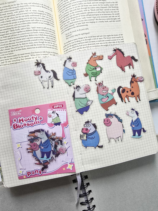 DWHXQ-605 | PET | Cute stickers | Hoofy Blossom | Pony | 20 Pcs Sticker | 50*50mm