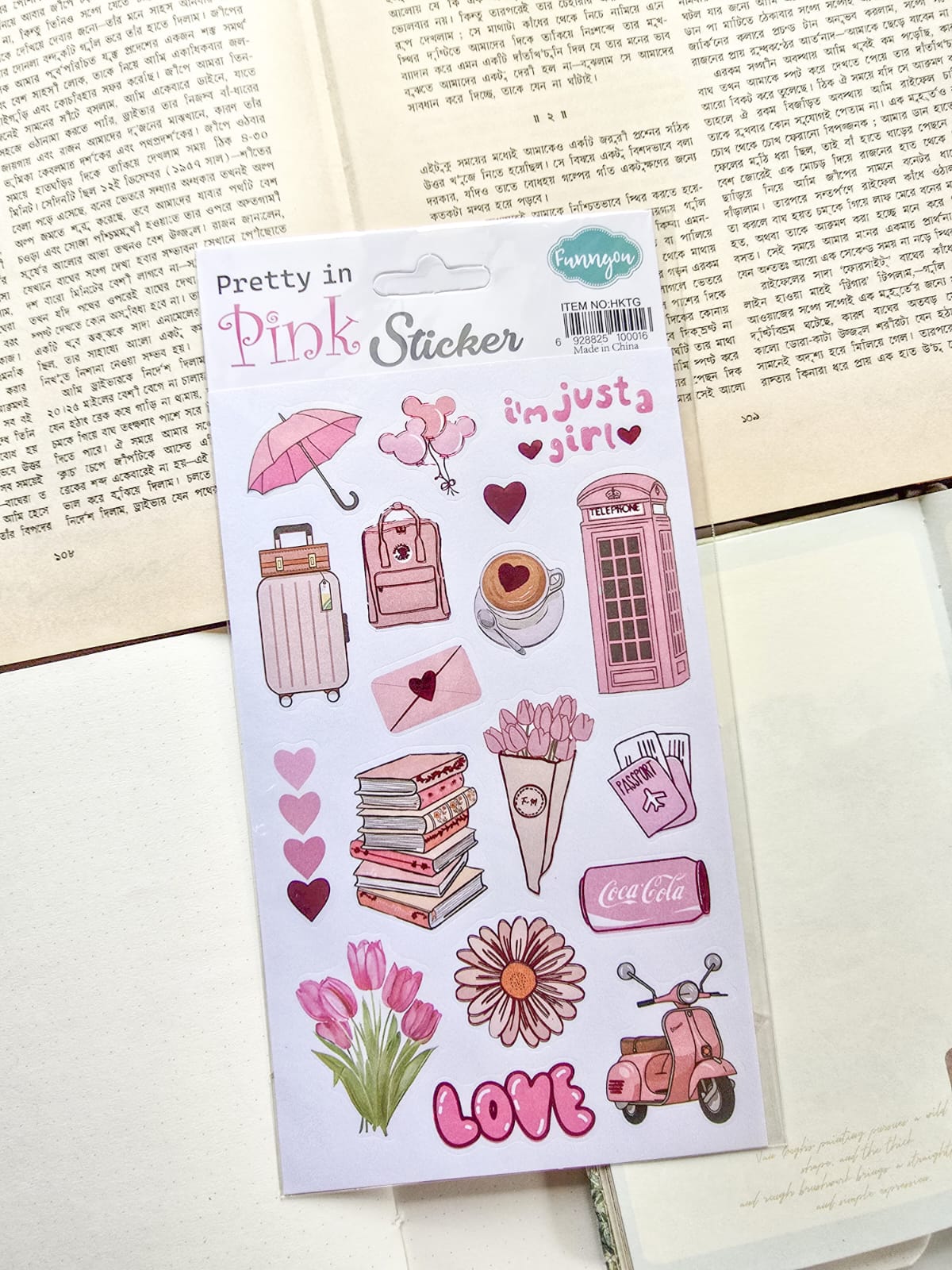 HKTG | Pretty In Pink Decorative Pre Cut Sticker 1pcs  | 21×12.5