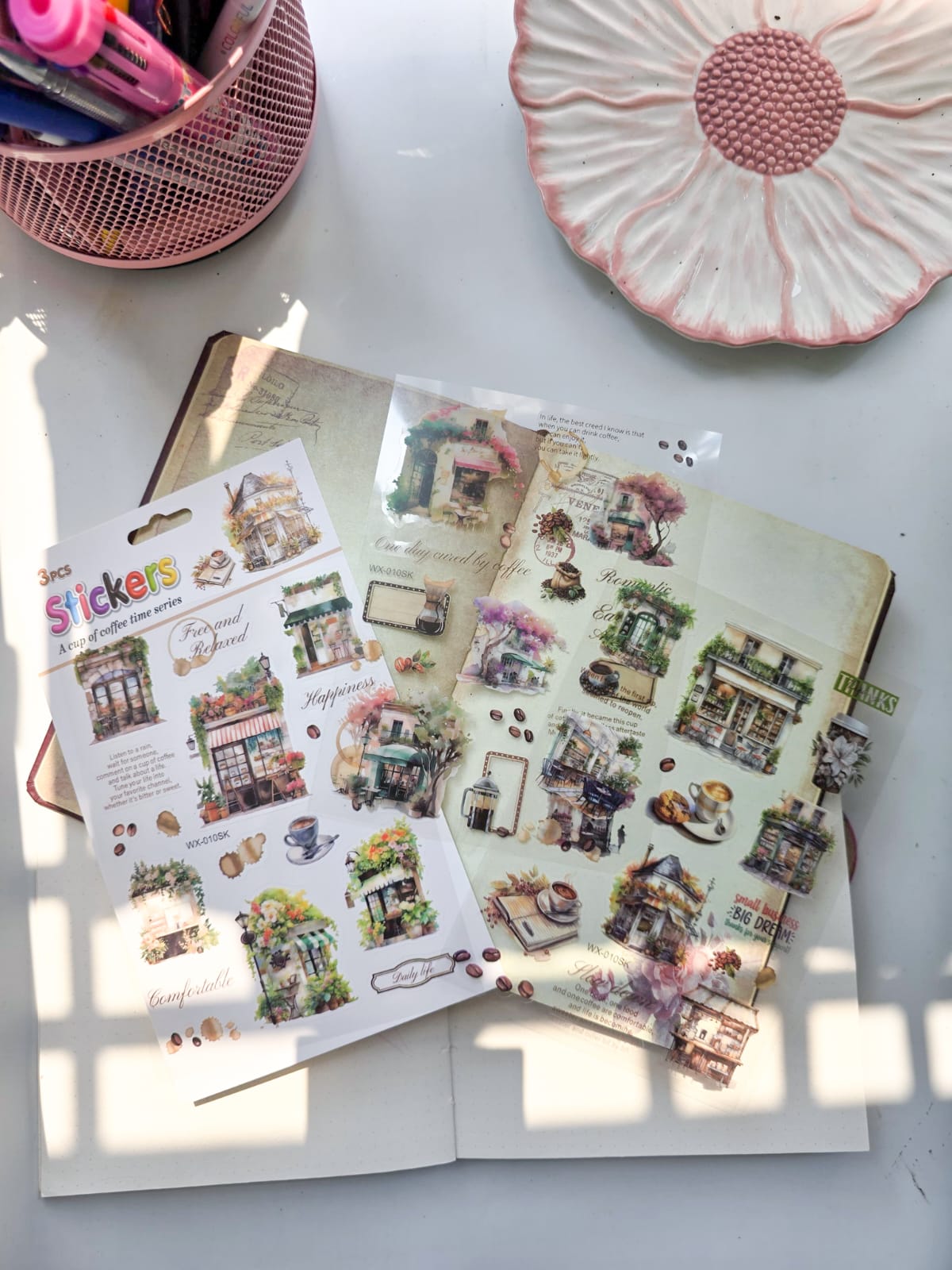 Wxsk010  Coffee Transparent Pet Precut Sticker Set Of 3 Sheets