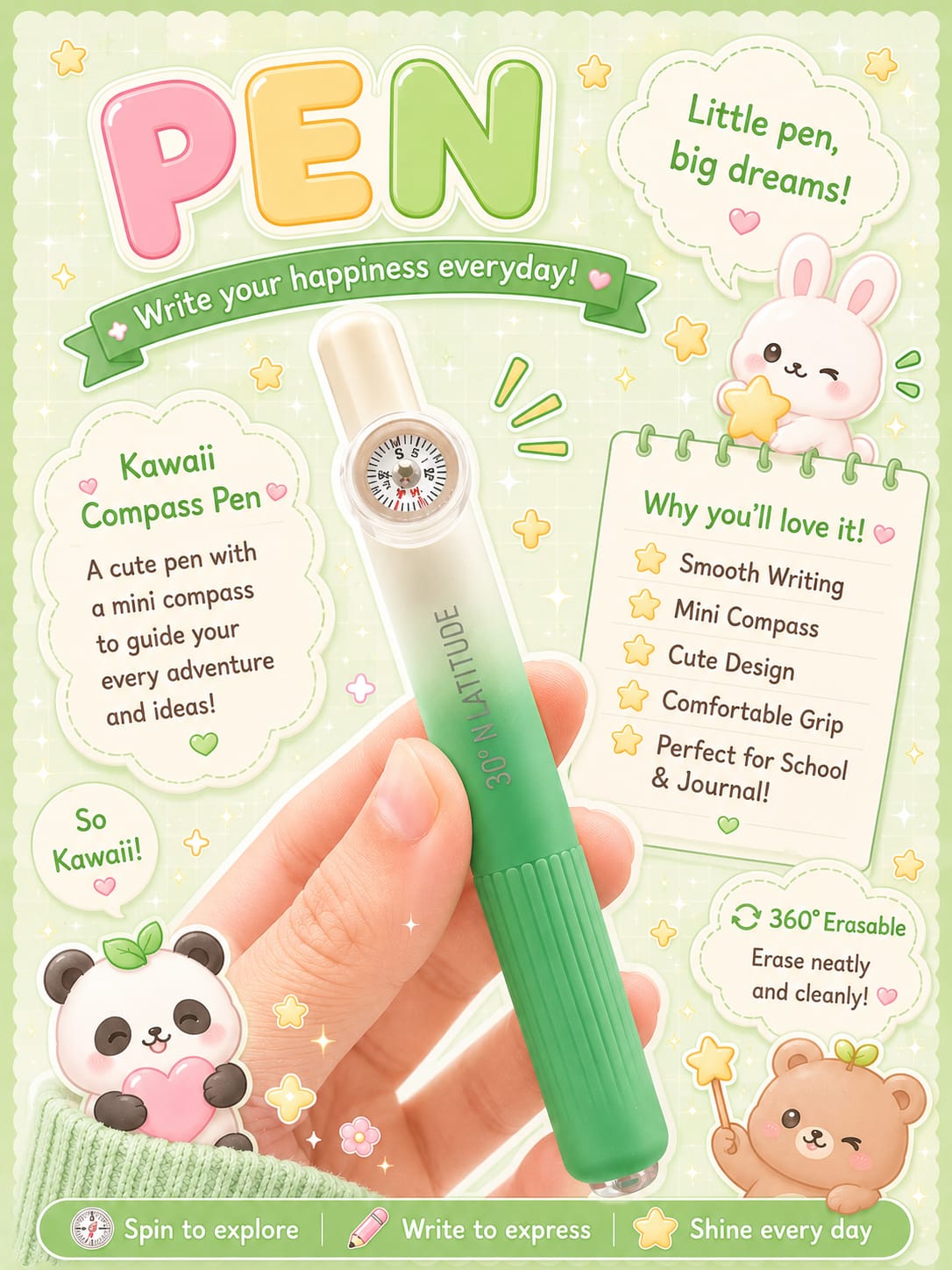 Languo Dodoo Compass Pen Green