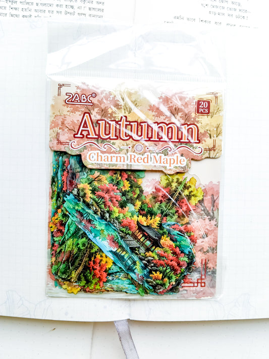 SYXQ-401 | Autumn Charm Red Maple PET Sticker 20pcs | 70* 80mm