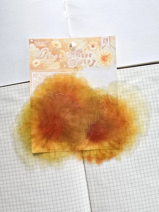 RQHS-602 | PET | Transparent | Floral | Sticker | Lemon Daisy | 20 Pcs| 80*80mm