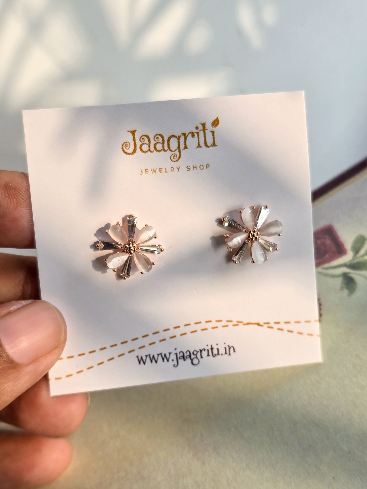 Flower Stud Korean Earring Rose Gold