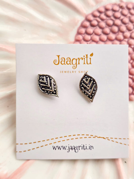 Oxidized Silver -Tone Stud Earrings