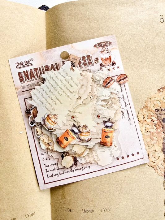 NXKJ-604 | BNATURAL COFFEE LUXURIOS COFFEE TRACE SERIES EXQUISITE STICKERS 20 PCS | 70*70mm