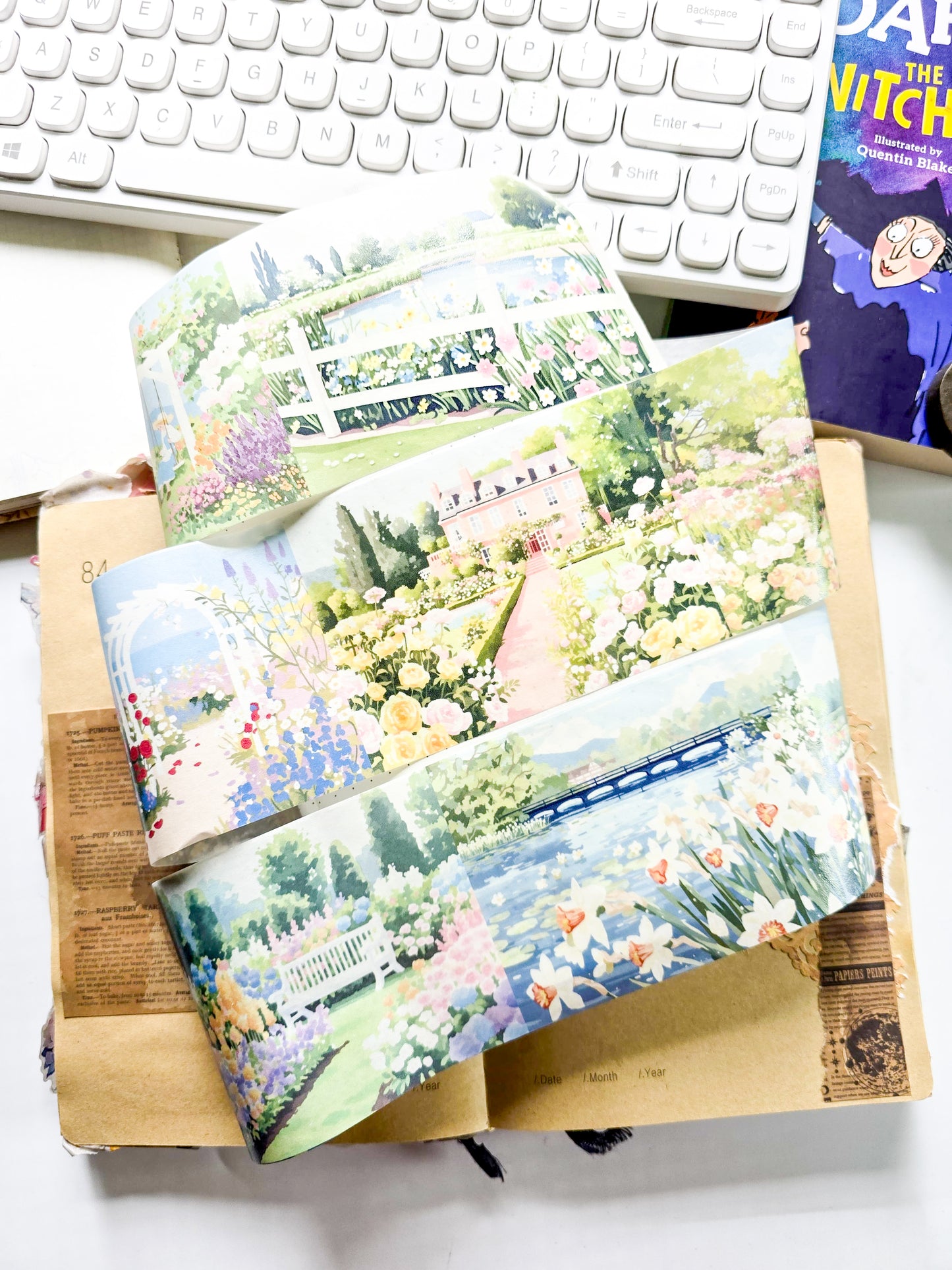 QQJG-202 | Dreamy City Scenery  washi tapes | The Tape Rolls Feature Aesthetic Landscape Designs Including A Iighthouse And Urban Scenes |